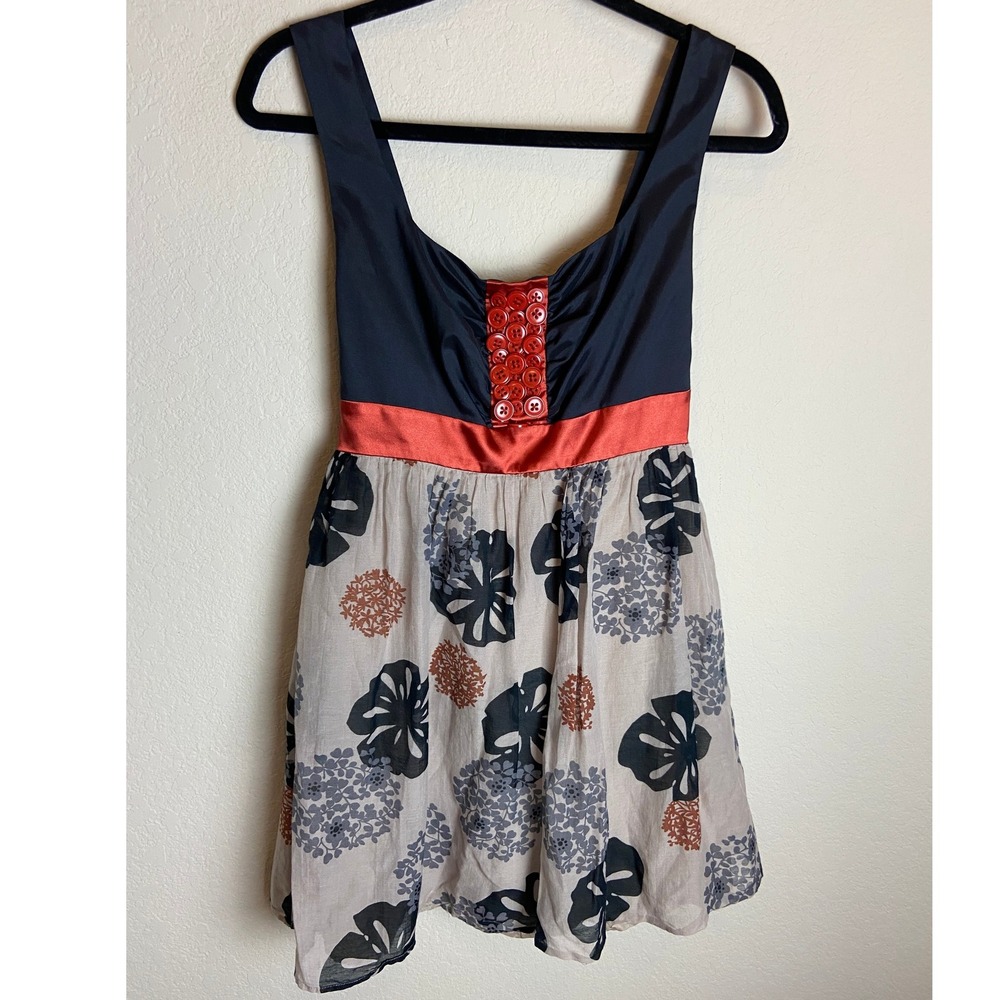 Bow and Arrow Floral Mini Dress Red Button Detail Sleeveless Party Cocktail Sz 6